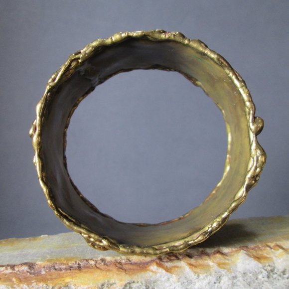 Molten Metal Bronze Bracelet Liquid Lightning Cuff - Picture 7 of 8
